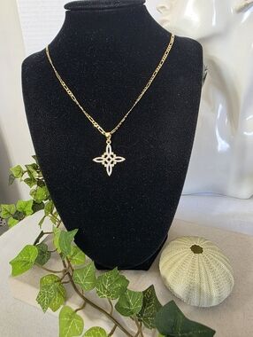 Gold Pave CZ Witch’s Knot Pendant Necklace - Celtic Protection Symbol